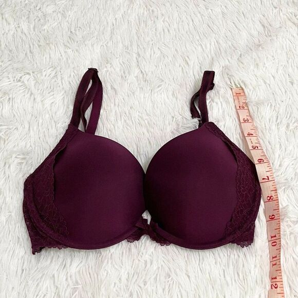 Women Victoria's Secret Underwired Lace Push Up Bra in Dark Magenta Size 32DD - Picture 5 of 12